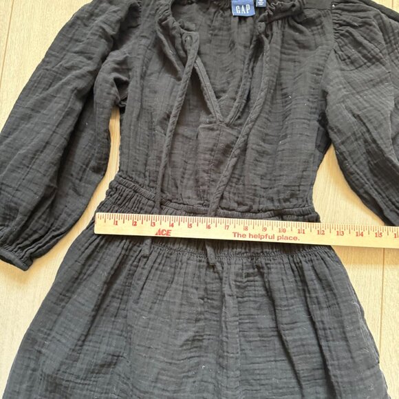 Gap 3/4 Sleeve Textured Mini Dress Women's Size XS Casual Boho Chiclook Black - Picture 5 of 7